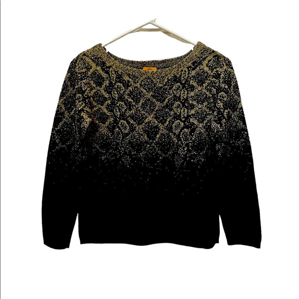 Elegant black and gold holiday sweater